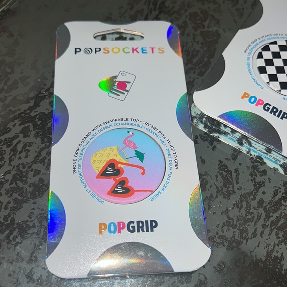 Two PopSockets Checkered POPsocket and Flamingo Hawaiian Sunglasses POPsocket - Picture 3 of 5